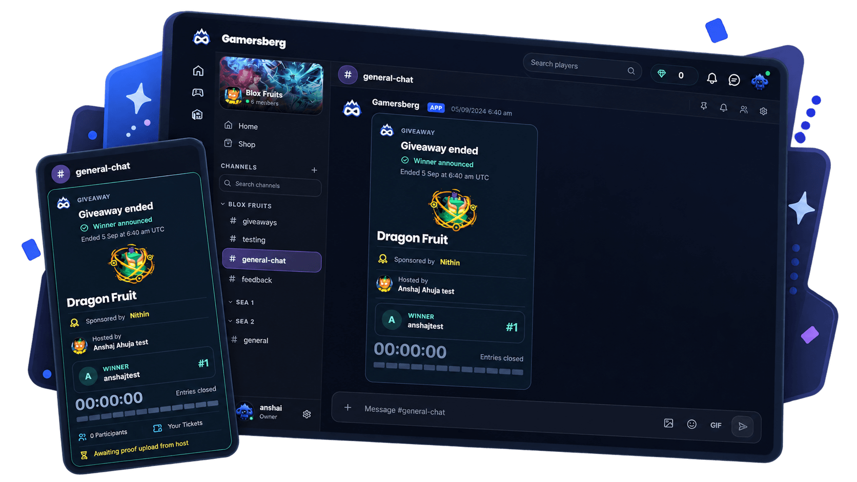Gamersberg giveaway creation and live prize preview